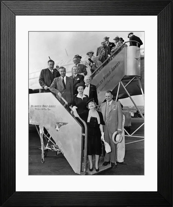 Framed Print : Famous Passengers of First Commercial Round-the-World Flight Framed Print : Famous Passengers of First Commercial Round-the-World Flight