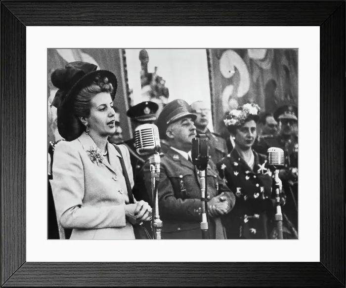 Framed Print : Eva Peron Speaking in Madrid Framed Print : Eva Peron Speaking in Madrid