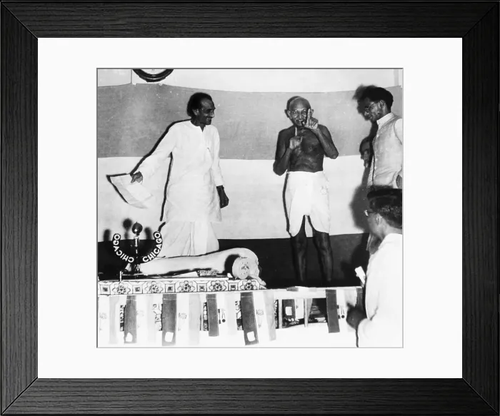 Framed Print : Gandhi Speaking Speaking to Leaders Framed Print : Gandhi Speaking Speaking to Leaders