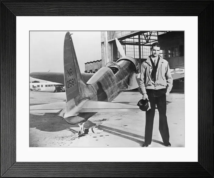 Framed Print : Howard Hughes Standing with His First Plane Framed Print : Howard Hughes Standing with His First Plane