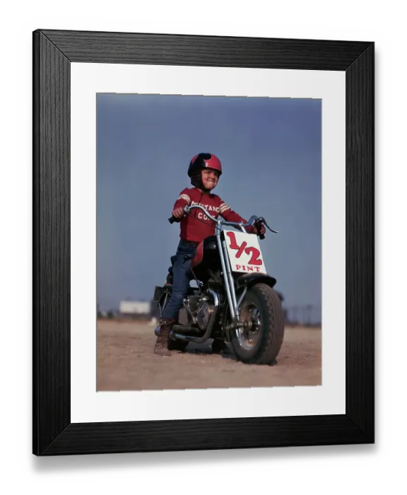 Framed Print : Boy Posing On Motorcycle Framed Print : Boy Posing On Motorcycle