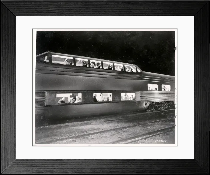 Framed Print : People in Multilevel Futuristic Train Framed Print : People in Multilevel Futuristic Train