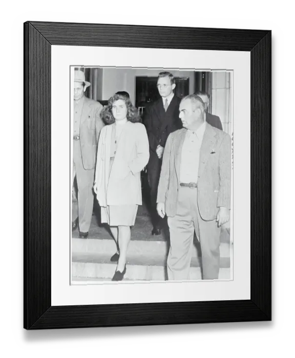 Framed Print : George Gollum and Beulah Overell Walking Out of Courtroom
