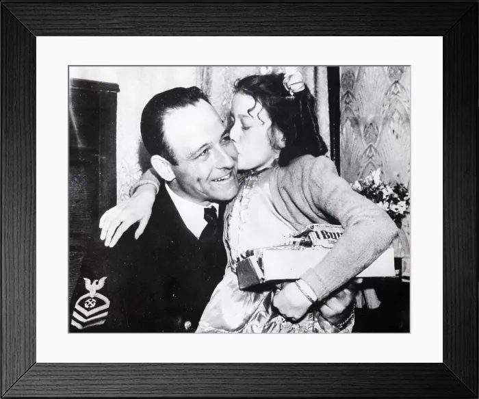 Framed Print : Little Girl Kisses Us Serviceman Framed Print : Little Girl Kisses Us Serviceman