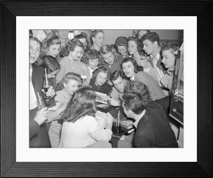 Framed Print : Group of Students Talking and Drinking Soda Pop Framed Print : Group of Students Talking and Drinking Soda Pop