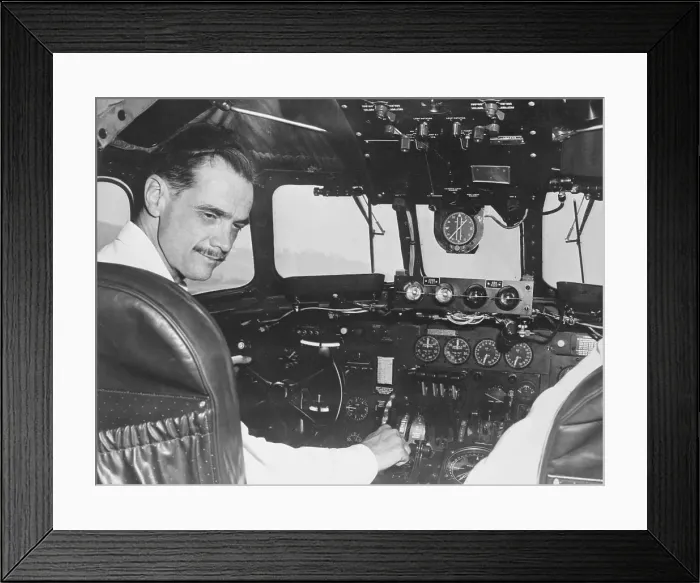 Framed Print : Howard Hughes in Cockpit of TWA Airplane Framed Print : Howard Hughes in Cockpit of TWA Airplane