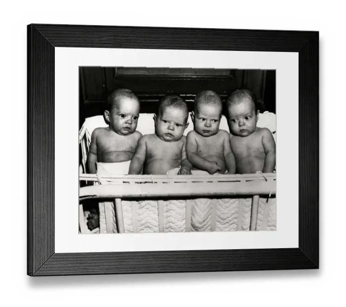 Framed Print : The Henn Quadruplets as Infants Framed Print : The Henn Quadruplets as Infants