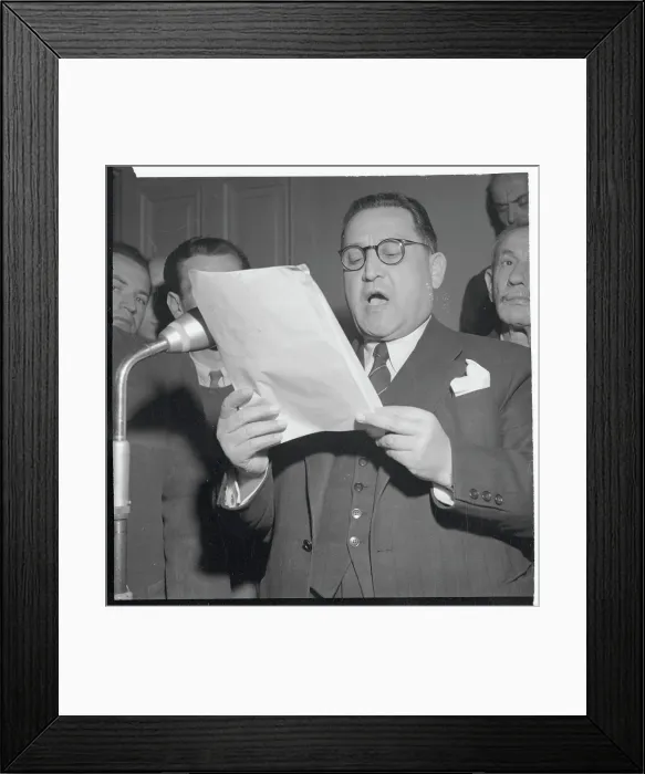 Framed Print : General Napoleon Zervas Reading to Press Framed Print : General Napoleon Zervas Reading to Press