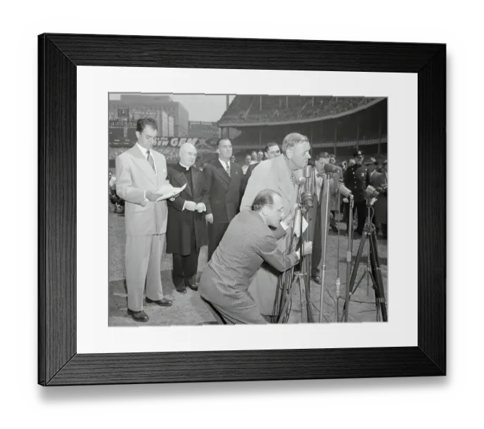 Framed Print : Babe Ruth Addressing Crowd Framed Print : Babe Ruth Addressing Crowd