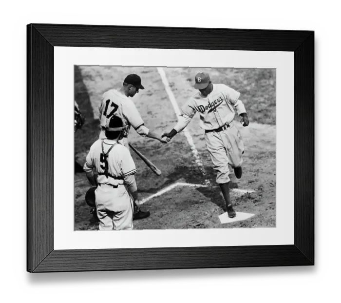 Framed Print : Jackie Robinson at Home Plate, 1947
