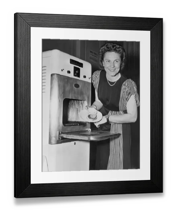 Framed Print : Removing Hamburger from Radarange Framed Print : Removing Hamburger from Radarange