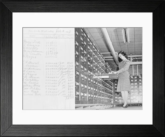 Framed Print : Payroll Records for Ford Motor Company Framed Print : Payroll Records for Ford Motor Company
