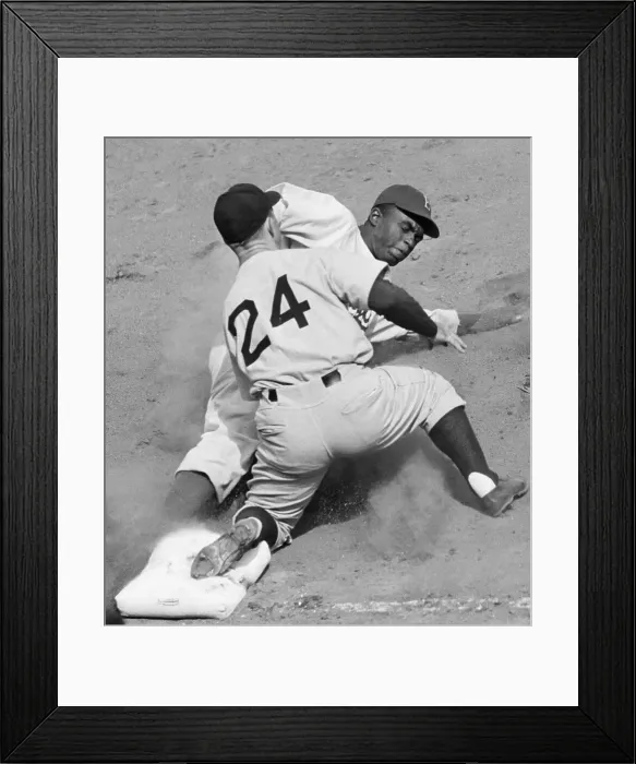 Framed Print : Bill Johnson Tagging Out Jackie Robinson Framed Print : Bill Johnson Tagging Out Jackie Robinson