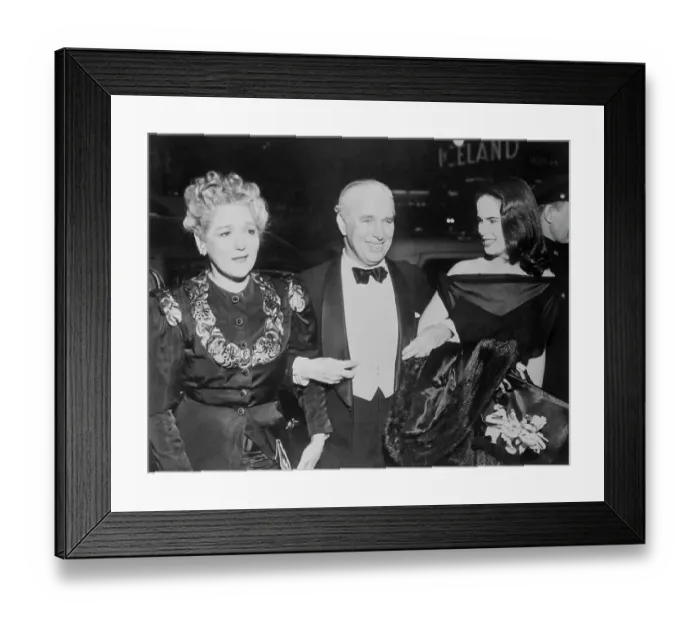 Framed Print : Mary Pickford, Charlie Chaplin, and Oona Chaplin at Movie Premiere Framed Print : Mary Pickford, Charlie Chaplin, and Oona Chaplin at Movie Premiere