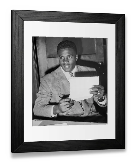 Framed Print : Jackie Robinson Signing With Brooklyn Framed Print : Jackie Robinson Signing With Brooklyn