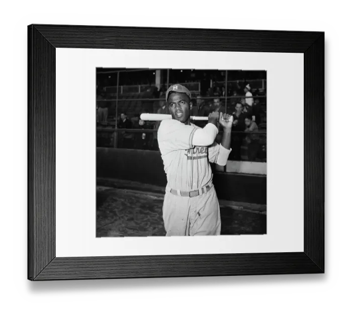 Framed Print : Jackie Robinson Swinging Bat Framed Print : Jackie Robinson Swinging Bat