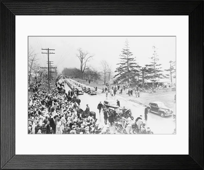 Framed Print : Motorcade and People at Henry Ford Funeral Framed Print : Motorcade and People at Henry Ford Funeral