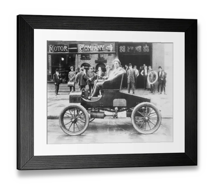 Framed Print : Henry Ford Posing in Automobile