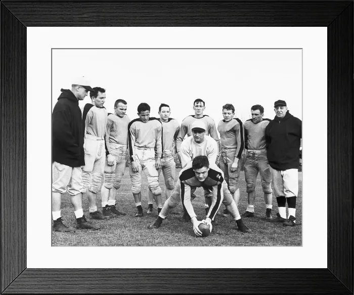 Framed Print : Sid Luckman with Football Players Framed Print : Sid Luckman with Football Players