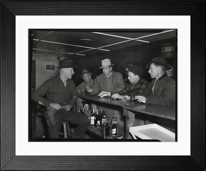 Framed Print : Men At Bar Pulling Cards; Bartender W / Gu Framed Print : Men At Bar Pulling Cards; Bartender W / Gu