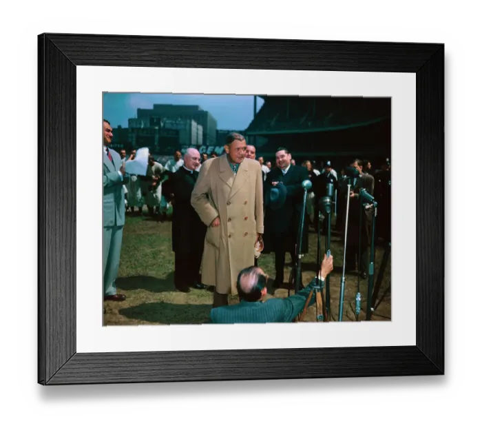 Framed Print : Babe Ruth Speaking to the Press Framed Print : Babe Ruth Speaking to the Press