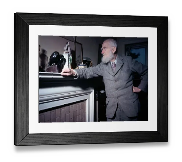 Framed Print : George Bernard Shaw Standing at Mantel Framed Print : George Bernard Shaw Standing at Mantel