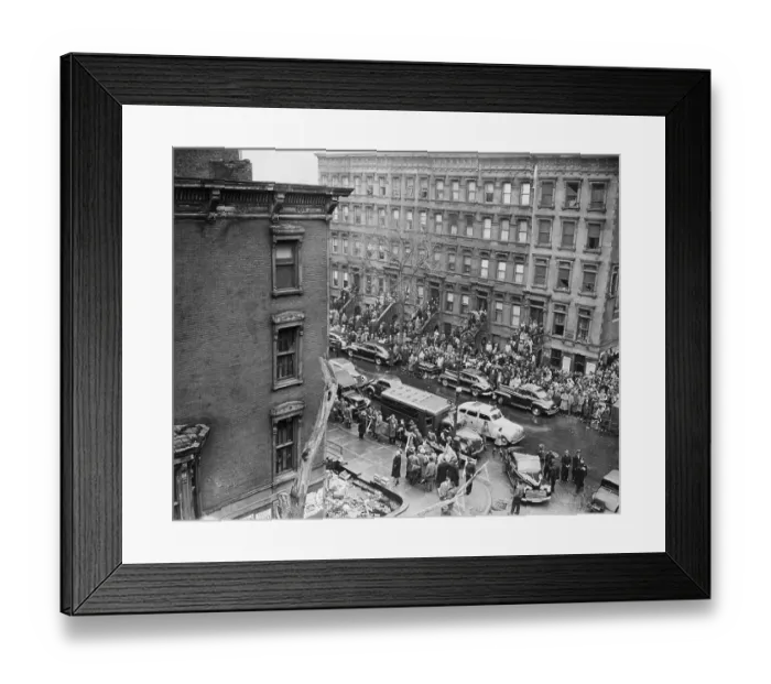 Framed Print : Crowds Watching Police Searching Collyer Mansion Framed Print : Crowds Watching Police Searching Collyer Mansion
