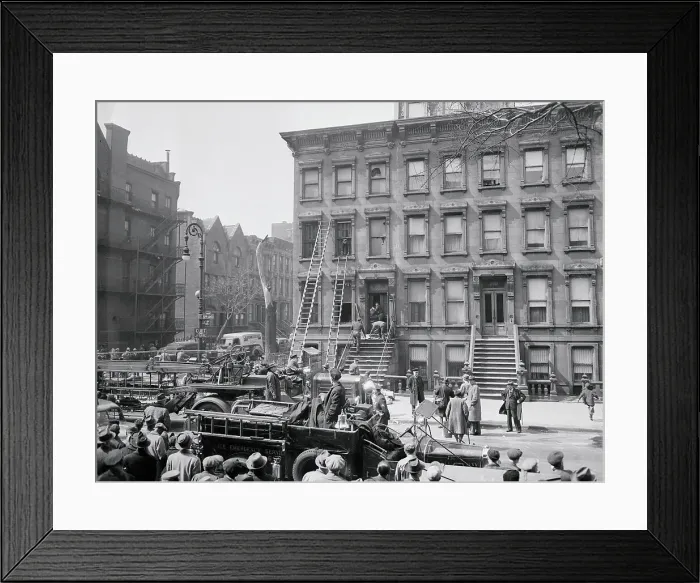 Framed Print : Crowd Watching Police Remove a Body From a House Framed Print : Crowd Watching Police Remove a Body From a House