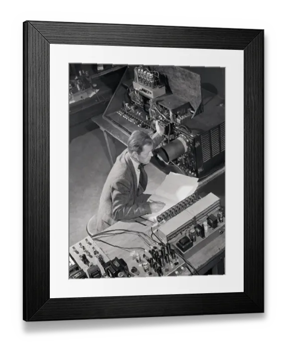 Framed Print : Technical Director Demonstrating EDVAC Computer Components Framed Print : Technical Director Demonstrating EDVAC Computer Components
