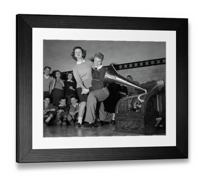 Framed Print : Junior High Students Dancing Beside Edison Phonograph