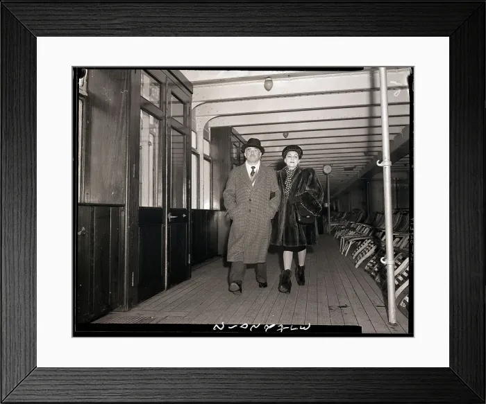 Framed Print : Mr. and Mrs. Jack Warner on Ship Deck Framed Print : Mr. and Mrs. Jack Warner on Ship Deck