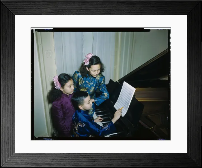 Framed Print : Children Practicing on Piano Framed Print : Children Practicing on Piano