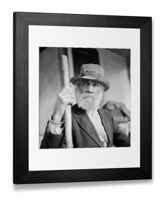 Framed Print : Old Man with His Walking Stick Framed Print : Old Man with His Walking Stick