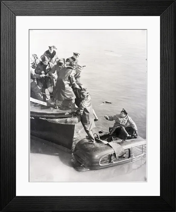 Framed Print : Body Of Woman Lifted From Car To Boat Framed Print : Body Of Woman Lifted From Car To Boat