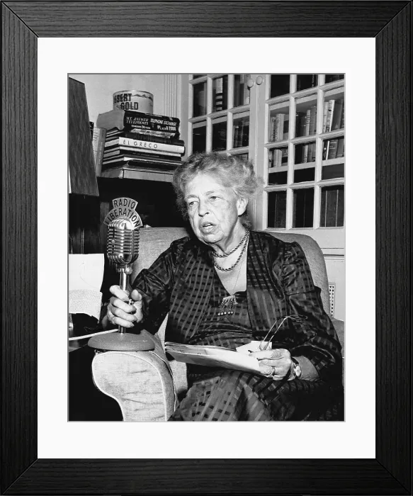 Framed Print : Eleanor Roosevelt Broadcasting to the Soviet Union