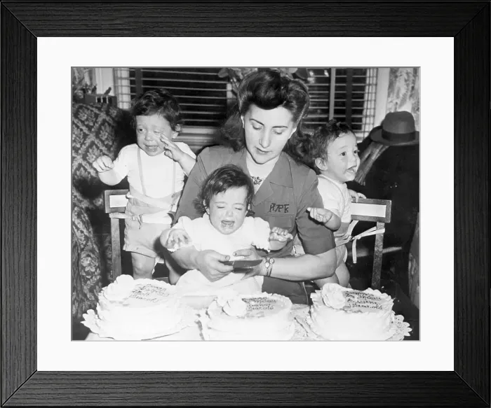 Framed Print : Wilk Triplets First Birthday