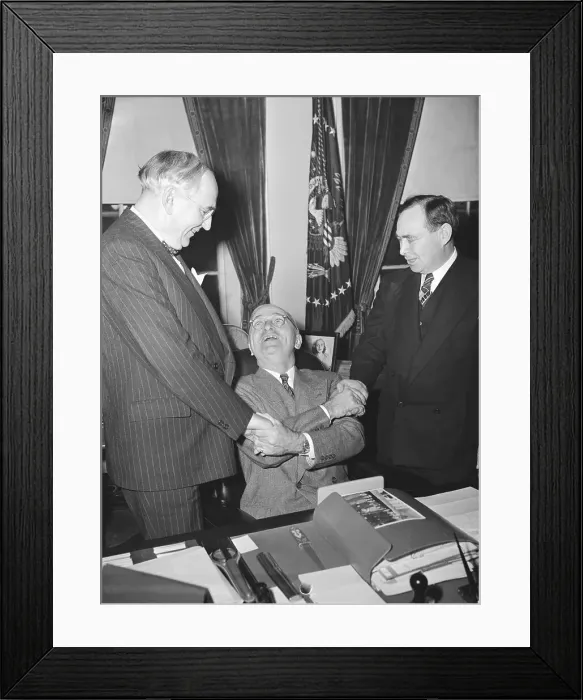Framed Print : President Truman Giving Dual Handshake Framed Print : President Truman Giving Dual Handshake