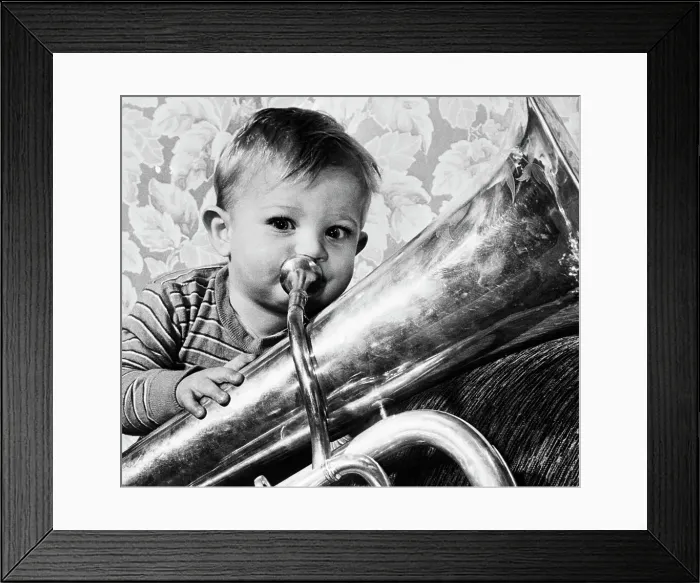 Framed Print : Boy Playing Tuba