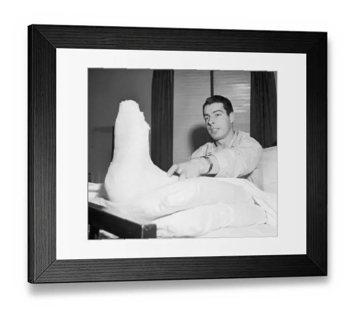 Framed Print : Joe Dimaggio Looking at Castbound Foot Framed Print : Joe Dimaggio Looking at Castbound Foot