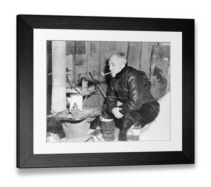 Framed Print : Admiral Byrd Relaxing During Expedition Framed Print : Admiral Byrd Relaxing During Expedition