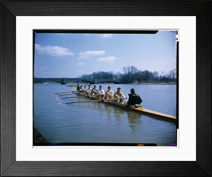 Framed Print : Crew Team Practicing on Lake Framed Print : Crew Team Practicing on Lake