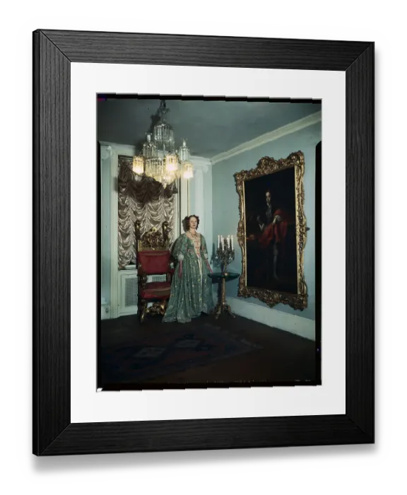 Framed Print : Extravagantly Dressed Iris Mountbatten Standing in Hallway Framed Print : Extravagantly Dressed Iris Mountbatten Standing in Hallway
