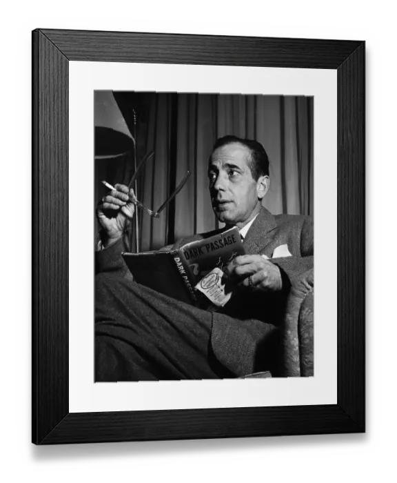 Framed Print : Humphrey Bogart Reading Dark Passage Framed Print : Humphrey Bogart Reading Dark Passage