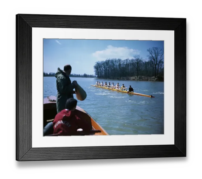 Framed Print : Crew Team Practicing on Lake Framed Print : Crew Team Practicing on Lake