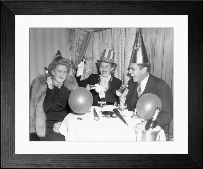 Framed Print : Joan Caulfield with Parents on New Years Framed Print : Joan Caulfield with Parents on New Years