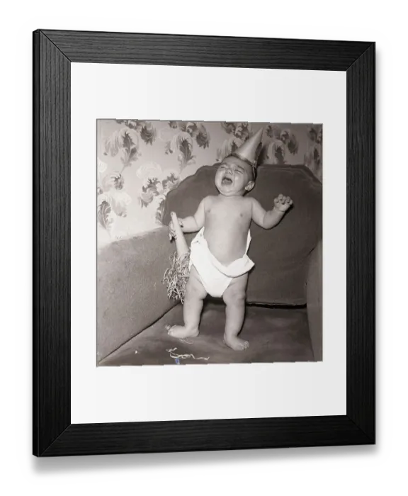 Framed Print : Baby Crying on New Year's Eve Framed Print : Baby Crying on New Year's Eve