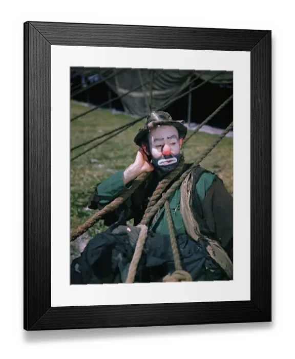 Framed Print : Emmett Kelly in Clown Make-Up