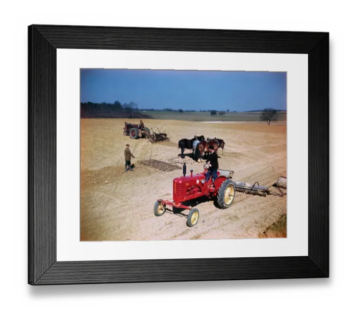 Framed Print : Farmers Using Old and New Plowing Methods Framed Print : Farmers Using Old and New Plowing Methods
