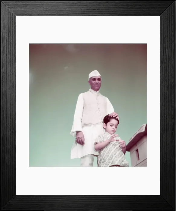 Framed Print : Pandit Nehru with Grandson Rajiv Gandhi