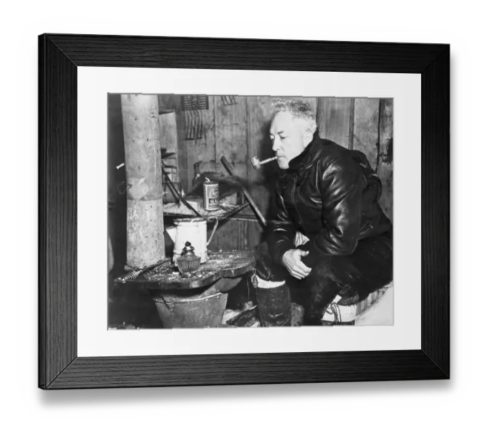 Framed Print : Explorer Admiral Richard Byrd Smoking Pipe by Heater